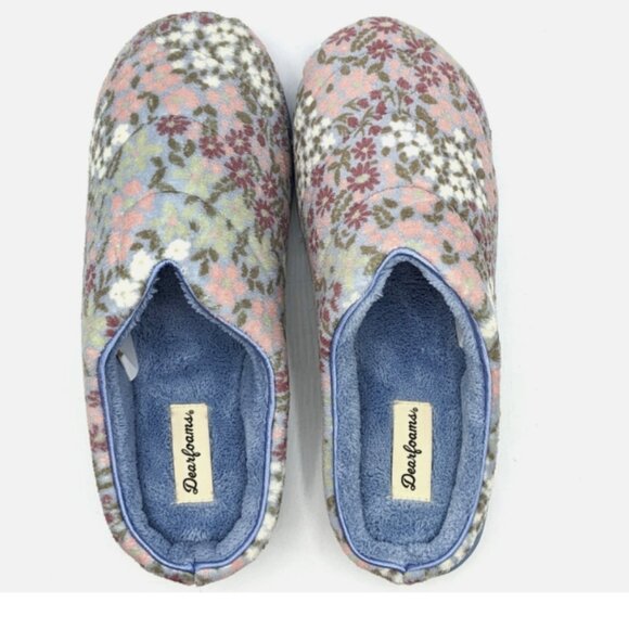 Dearfoams Women's Size Medium (7/8) Indoor/Outdoor Slippers, Blue Floral - Picture 5 of 5